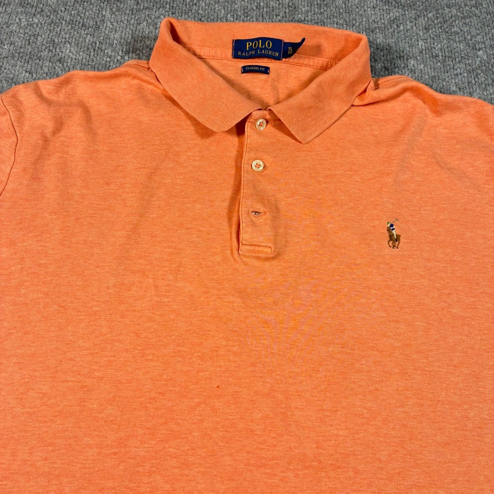 Polo Ralph Lauren Polo Shirt Mens XL Orange Excellent Classic Fit Cotton Logo